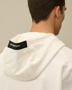 Sweatshirts<C.P. Company Diagonal Raised Fleece Lens Hooded Sweatshirt Gauze White