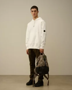 Sweatshirts<C.P. Company Diagonal Raised Fleece Lens Hooded Sweatshirt Gauze White