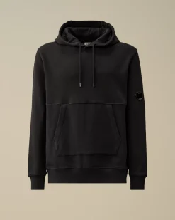 Sweatshirts<C.P. Company Diagonal Raised Fleece Lens Hooded Sweatshirt Black