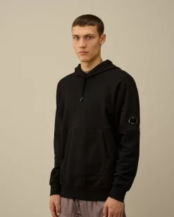Sweatshirts<C.P. Company Diagonal Raised Fleece Lens Hooded Sweatshirt Black