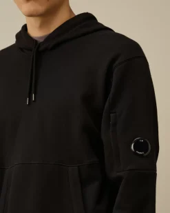 Sweatshirts<C.P. Company Diagonal Raised Fleece Lens Hooded Sweatshirt Black
