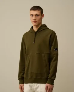 Sweatshirts<C.P. Company Diagonal Raised Fleece Lens Hooded Sweatshirt Ivy Green