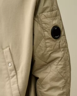 Sweatshirts<C.P. Company Diagonal Raised Fleece Mixed Quilted Hooded Sweatshirt Vintage Khaki – Beige