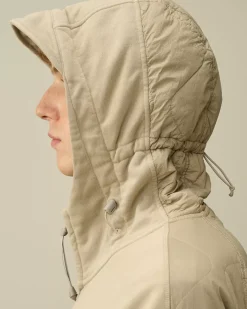 Sweatshirts<C.P. Company Diagonal Raised Fleece Mixed Quilted Hooded Sweatshirt Vintage Khaki – Beige