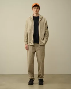 Sweatshirts<C.P. Company Diagonal Raised Fleece Mixed Quilted Hooded Sweatshirt Vintage Khaki – Beige