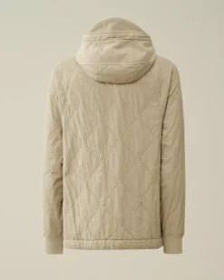 Sweatshirts<C.P. Company Diagonal Raised Fleece Mixed Quilted Hooded Sweatshirt Vintage Khaki – Beige