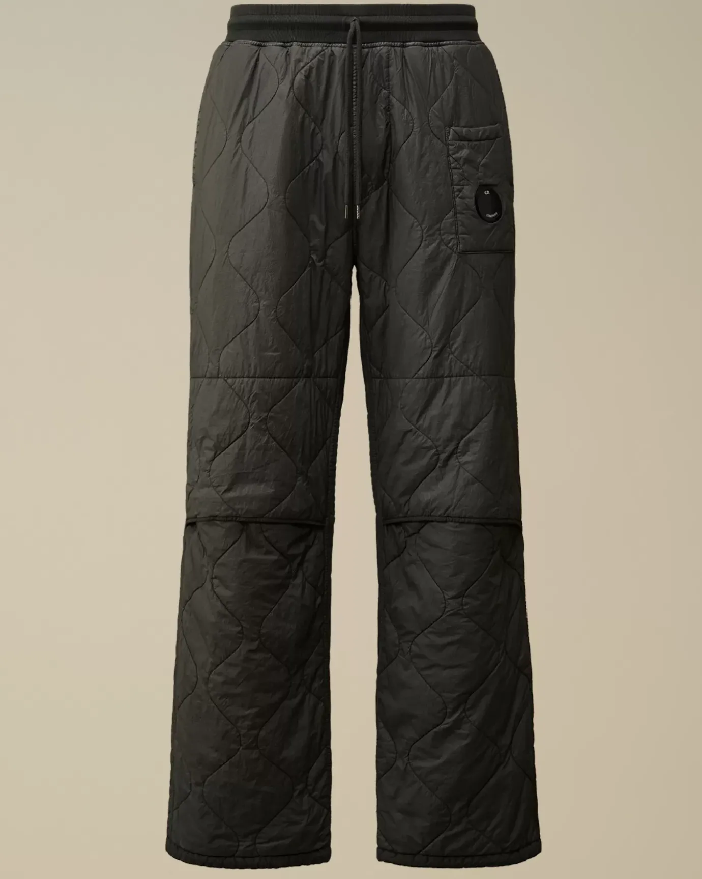 Tracksuits & Shorts<C.P. Company Diagonal Raised Fleece Mixed Quilted Sweatpants Black Sand