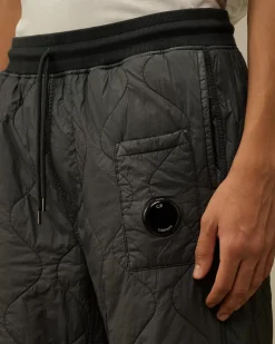 Tracksuits & Shorts<C.P. Company Diagonal Raised Fleece Mixed Quilted Sweatpants Black Sand