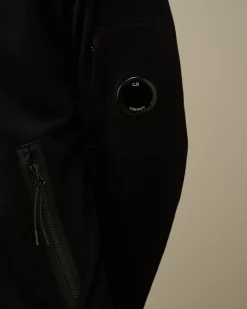 Sweatshirts<C.P. Company Diagonal Raised Fleece Zipped Hooded Sweatshirt Black