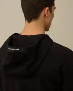 Sweatshirts<C.P. Company Diagonal Raised Fleece Zipped Hooded Sweatshirt Black