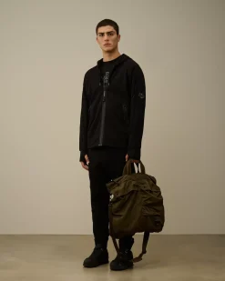 Sweatshirts<C.P. Company Diagonal Raised Fleece Zipped Hooded Sweatshirt Black
