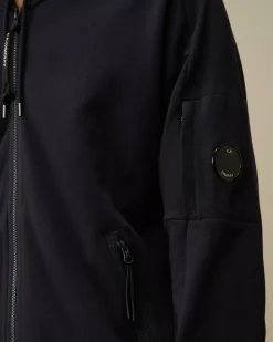 Sweatshirts<C.P. Company Diagonal Raised Fleece Zipped Hooded Sweatshirt Total Eclipse – Blue