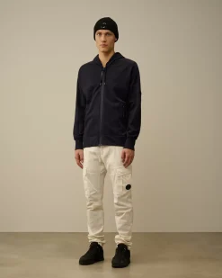 Sweatshirts<C.P. Company Diagonal Raised Fleece Zipped Hooded Sweatshirt Total Eclipse – Blue
