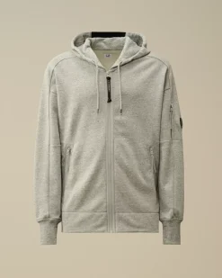 Sweatshirts<C.P. Company Diagonal Raised Fleece Zipped Hooded Sweatshirt Greystone Melange