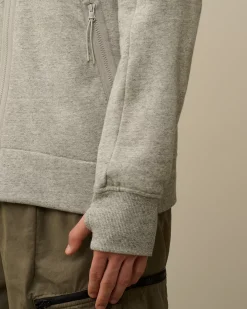 Sweatshirts<C.P. Company Diagonal Raised Fleece Zipped Hooded Sweatshirt Greystone Melange