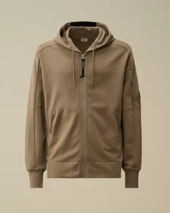 Sweatshirts<C.P. Company Diagonal Raised Fleece Zipped Hooded Sweatshirt Walnut – Beige