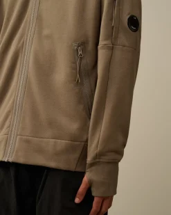 Sweatshirts<C.P. Company Diagonal Raised Fleece Zipped Hooded Sweatshirt Walnut – Beige