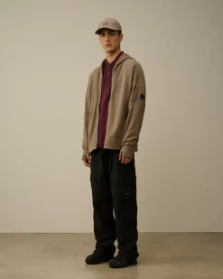 Sweatshirts<C.P. Company Diagonal Raised Fleece Zipped Hooded Sweatshirt Walnut – Beige