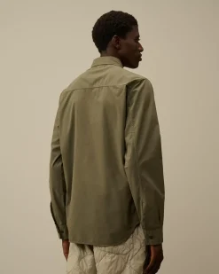 Shirt<C.P. Company Emerized Popeline Buttoned Shirt Grape Leaf – Green