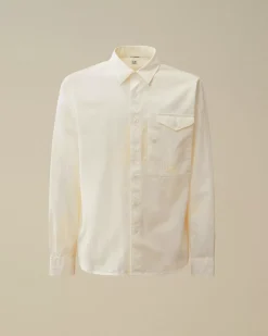 Shirt<C.P. Company Emerized Popeline Buttoned Shirt Gauze White