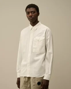 Shirt<C.P. Company Emerized Popeline Buttoned Shirt Gauze White