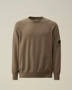 Jumpers<C.P. Company Extra Fine Merino Wool Crew Neck Stitched Knit Walnut – Beige