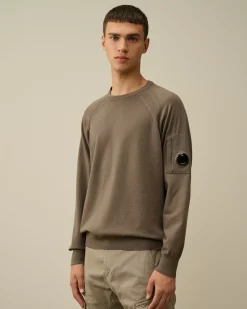 Jumpers<C.P. Company Extra Fine Merino Wool Crew Neck Stitched Knit Walnut – Beige