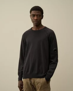 Jumpers<C.P. Company Extra Fine Merino Wool Crew Neck Stitched Knit Black Sand