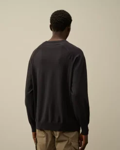 Jumpers<C.P. Company Extra Fine Merino Wool Crew Neck Stitched Knit Black Sand