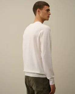 Jumpers<C.P. Company Extra Fine Merino Wool Crew Neck Stitched Knit Gauze White