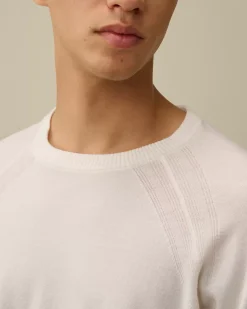 Jumpers<C.P. Company Extra Fine Merino Wool Crew Neck Stitched Knit Gauze White