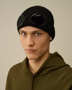 Hats<C.P. Company Extra Fine Merino Wool Goggle Beanie Black