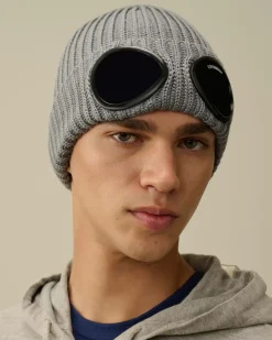 Hats<C.P. Company Extra Fine Merino Wool Goggle Beanie Griffin Grey