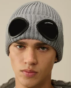 Hats<C.P. Company Extra Fine Merino Wool Goggle Beanie Griffin Grey