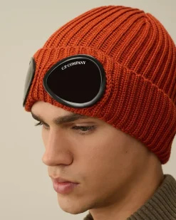 Hats<C.P. Company Extra Fine Merino Wool Goggle Beanie Bombay Brown