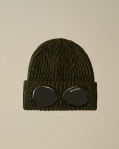 Hats<C.P. Company Extra Fine Merino Wool Goggle Beanie Ivy Green