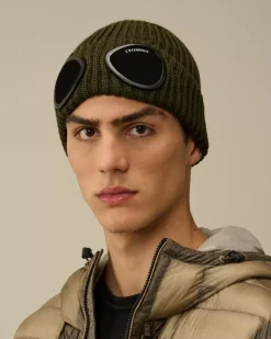 Hats<C.P. Company Extra Fine Merino Wool Goggle Beanie Ivy Green