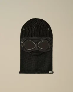 Hats<C.P. Company Extra Fine Merino Wool Goggle Balaclava Black