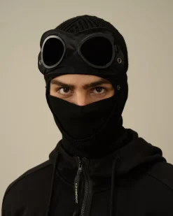 Hats<C.P. Company Extra Fine Merino Wool Goggle Balaclava Black