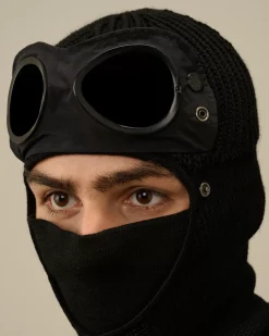 Hats<C.P. Company Extra Fine Merino Wool Goggle Balaclava Black