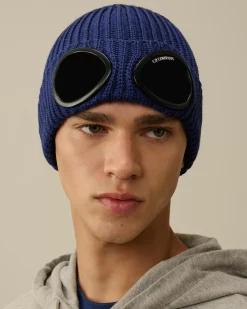Hats<C.P. Company Extra Fine Merino Wool Goggle Beanie Estate Blue