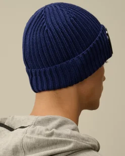 Hats<C.P. Company Extra Fine Merino Wool Goggle Beanie Estate Blue