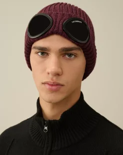 Hats<C.P. Company Extra Fine Merino Wool Goggle Beanie Potent Purple