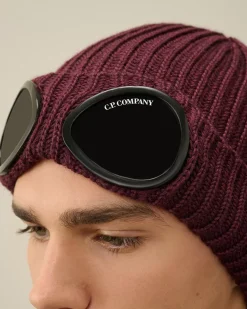 Hats<C.P. Company Extra Fine Merino Wool Goggle Beanie Potent Purple