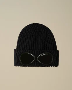 Hats<C.P. Company Extra Fine Merino Wool Goggle Beanie Total Eclipse – Blue