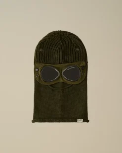 Hats<C.P. Company Extra Fine Merino Wool Goggle Balaclava Ivy Green