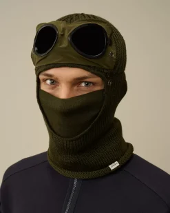 Hats<C.P. Company Extra Fine Merino Wool Goggle Balaclava Ivy Green