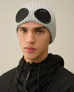 Hats<C.P. Company Extra Fine Merino Wool Goggle Beanie Moon Melange – Grey