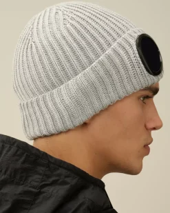 Hats<C.P. Company Extra Fine Merino Wool Goggle Beanie Moon Melange – Grey