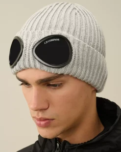 Hats<C.P. Company Extra Fine Merino Wool Goggle Beanie Moon Melange – Grey
